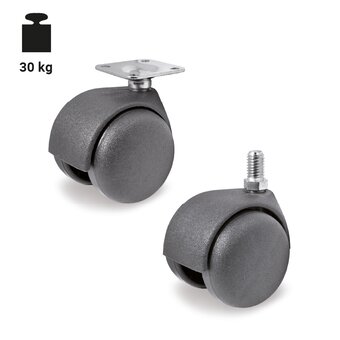 TR-34-N-Ruedas pareadas para mobiliario de poliamida 6 negras